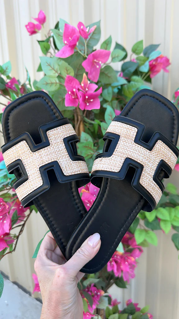 NEW!! The Paris Slide in Black Linen | Glitzy Bella