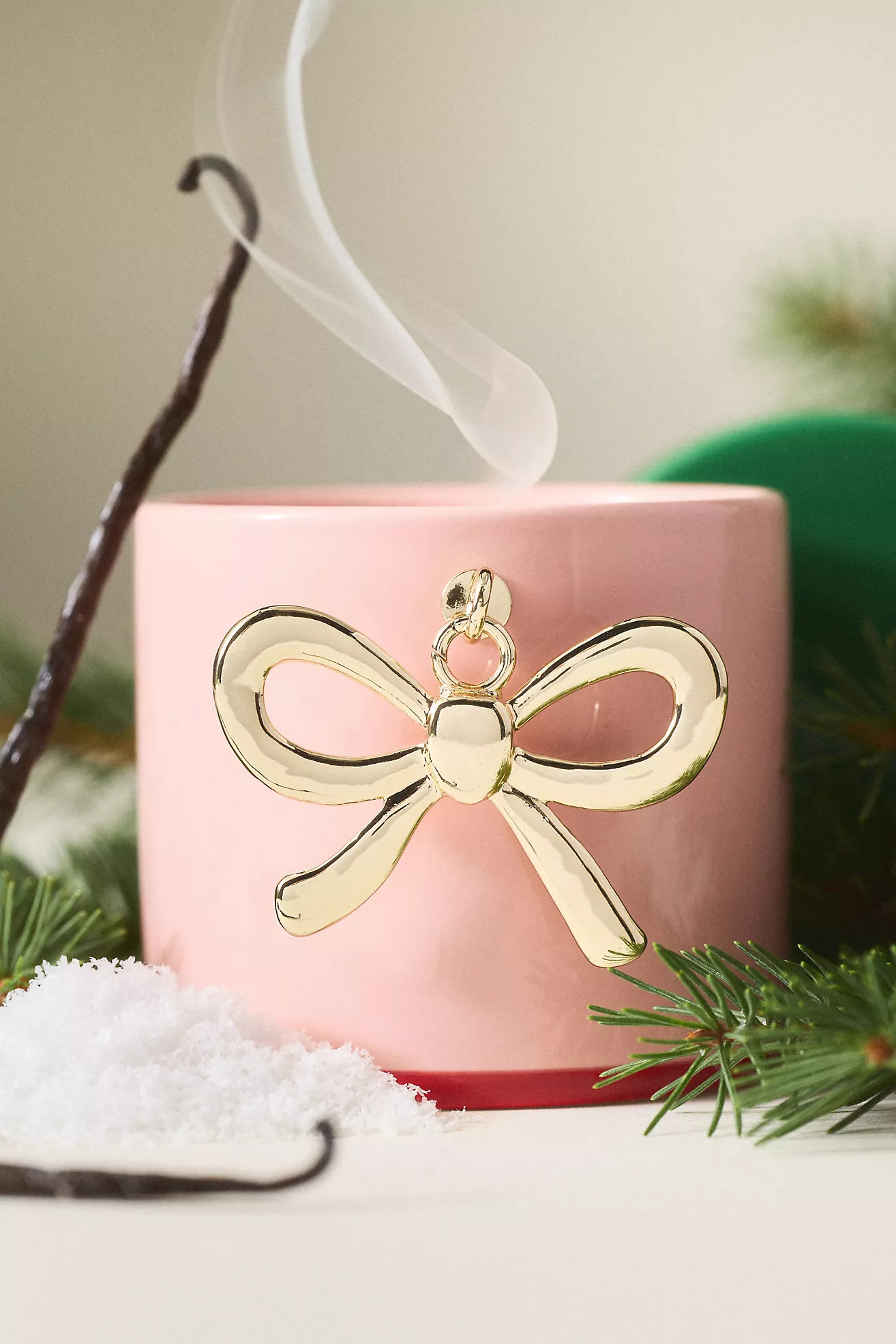 Bow Charm Woody Vanilla Bean & Balsam Ceramic Candle | Anthropologie (US)