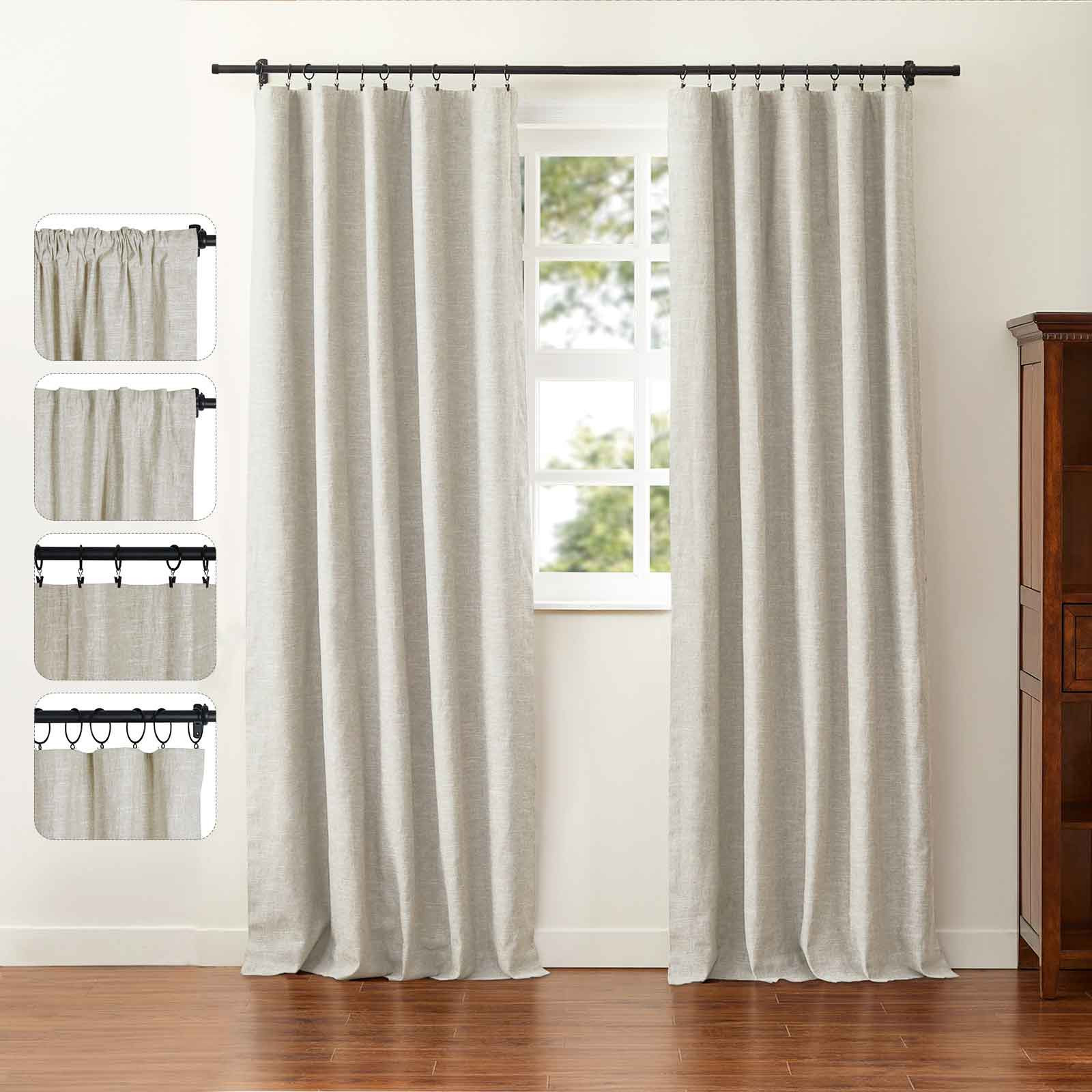 Jawara Luxury Linen Cotton Curtain Soft Top - Oatmeal J401-3 | TWOPAGES