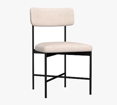 Maison Upholstered Dining Side Chair, Bronze Leg, Performance Chateau Basketweave Ivory | Pottery Barn (US)