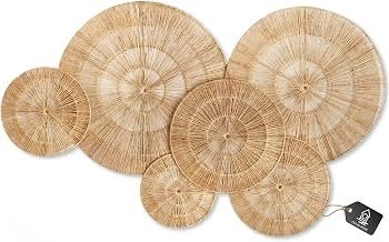 CHI AN HOME Wicker 23 Inch Jute Wall Decor Baskets, Set of 6 Extra Large Woven Jute Wall Plates, ... | Amazon (US)