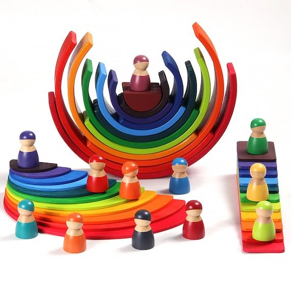 Wooden Rainbow Stacker Set-rainbow Stacker Semicircle - Etsy | Etsy (US)