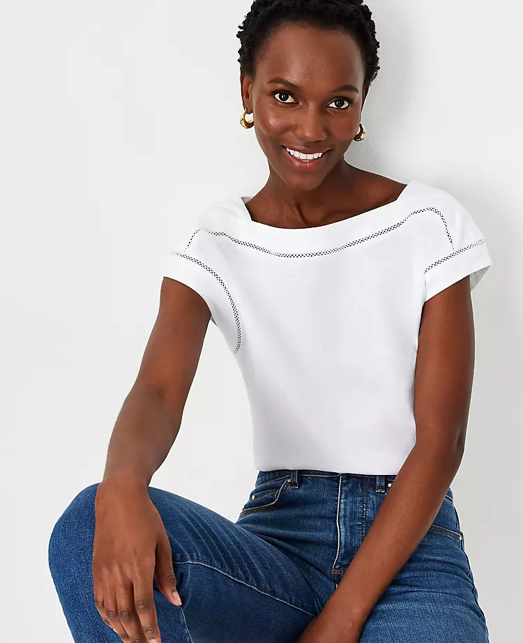 Linen Blend Boatneck Top | Ann Taylor (US)