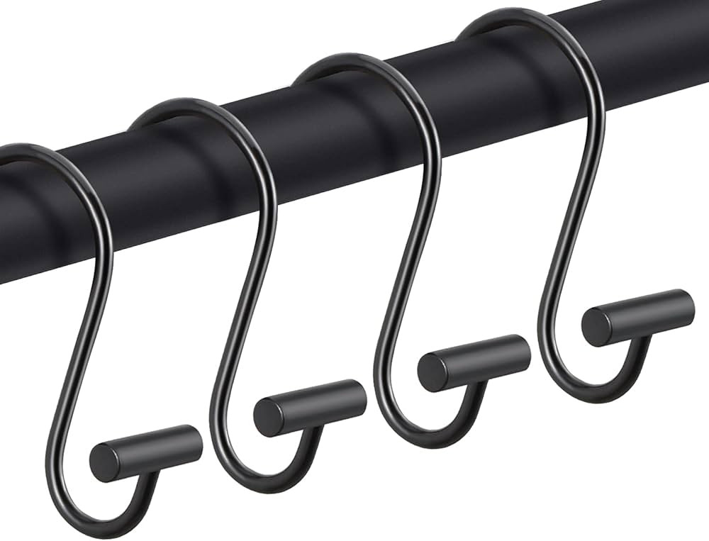 CHICTIE Black Shower Curtain Hooks Rings, Decorative Shower Curtain Rings for Bathroom Shower Cur... | Amazon (US)