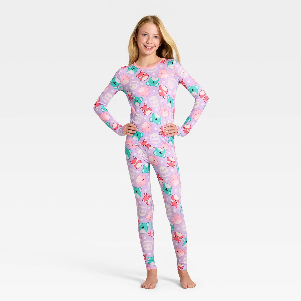 Girls' Squishmallows Thermal Underwear Set - Lavender | Target