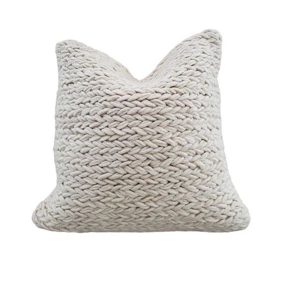 Handwoven Boho Wool Pillow, Farmhouse Cream Pillow, Scandi Pillow, Nordic Pillow, Boho Neutral Th... | Etsy (US)
