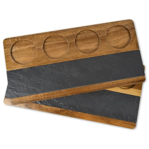 Flight Board, Whiskey Tasting, Beer Flight Board with Writable Stones That Hold 8 Cups, Whiskey Tasting Board for Chalkboard Labels Brewery Gifts Party Bar Pack of 2 | Amazon (US)