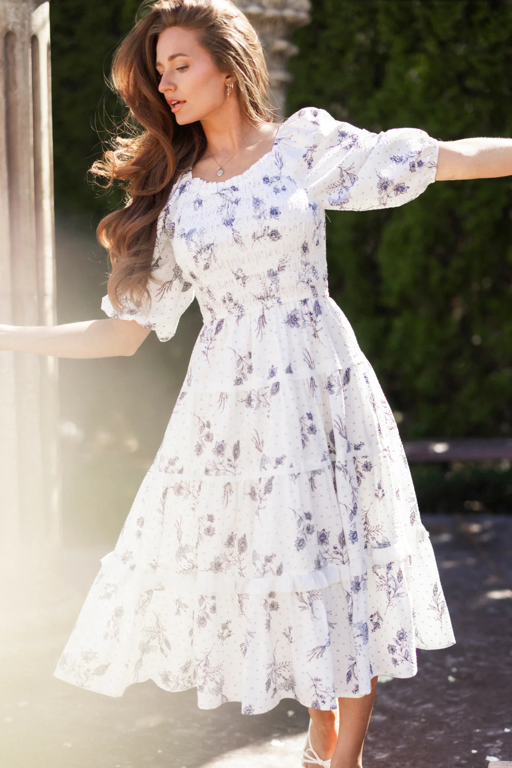 Roselyn Dress in Blue Enchanted Floral | Ivy City Co