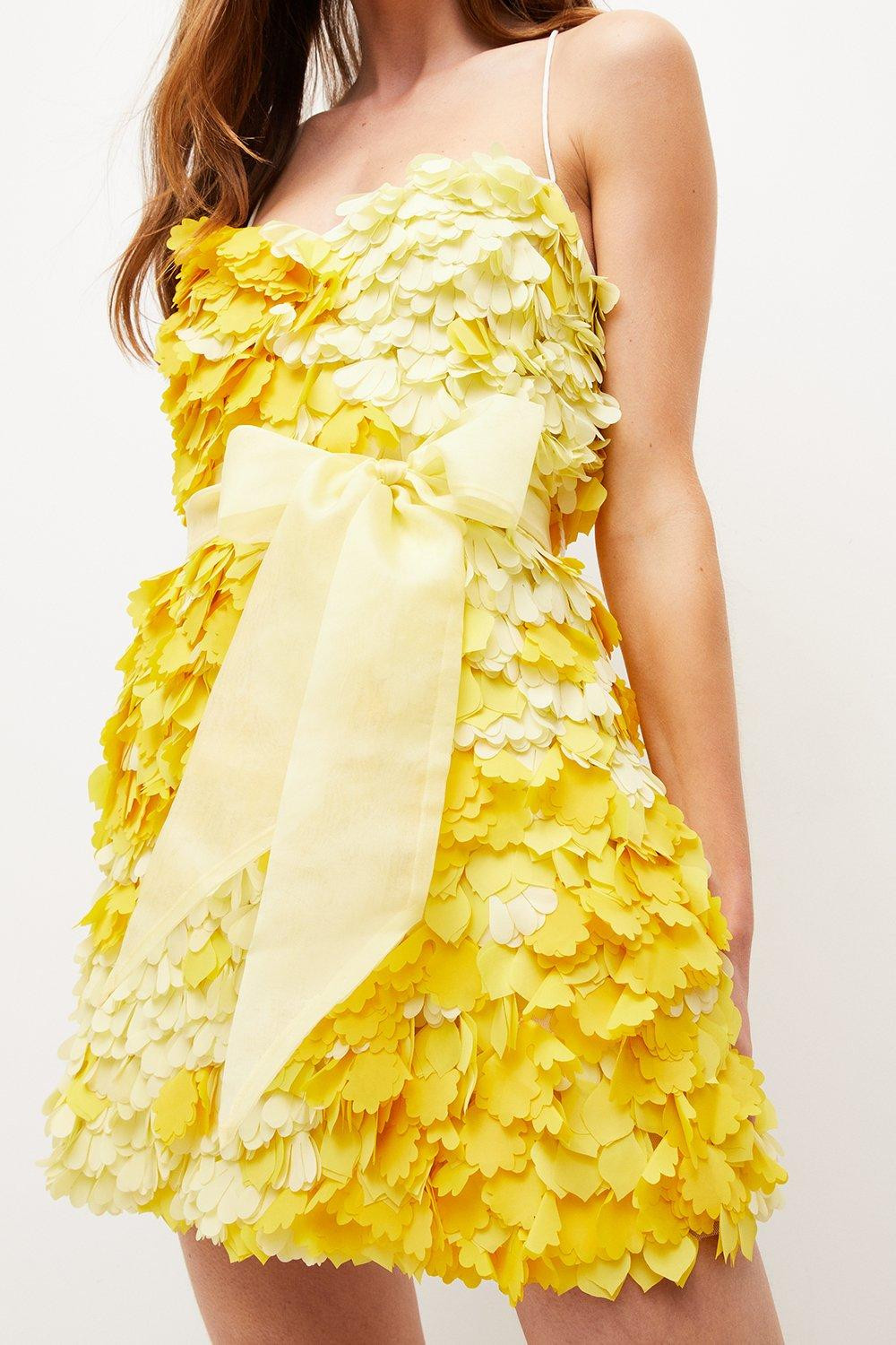 Applique Cross Back Woven Mini Dress | Karen Millen US