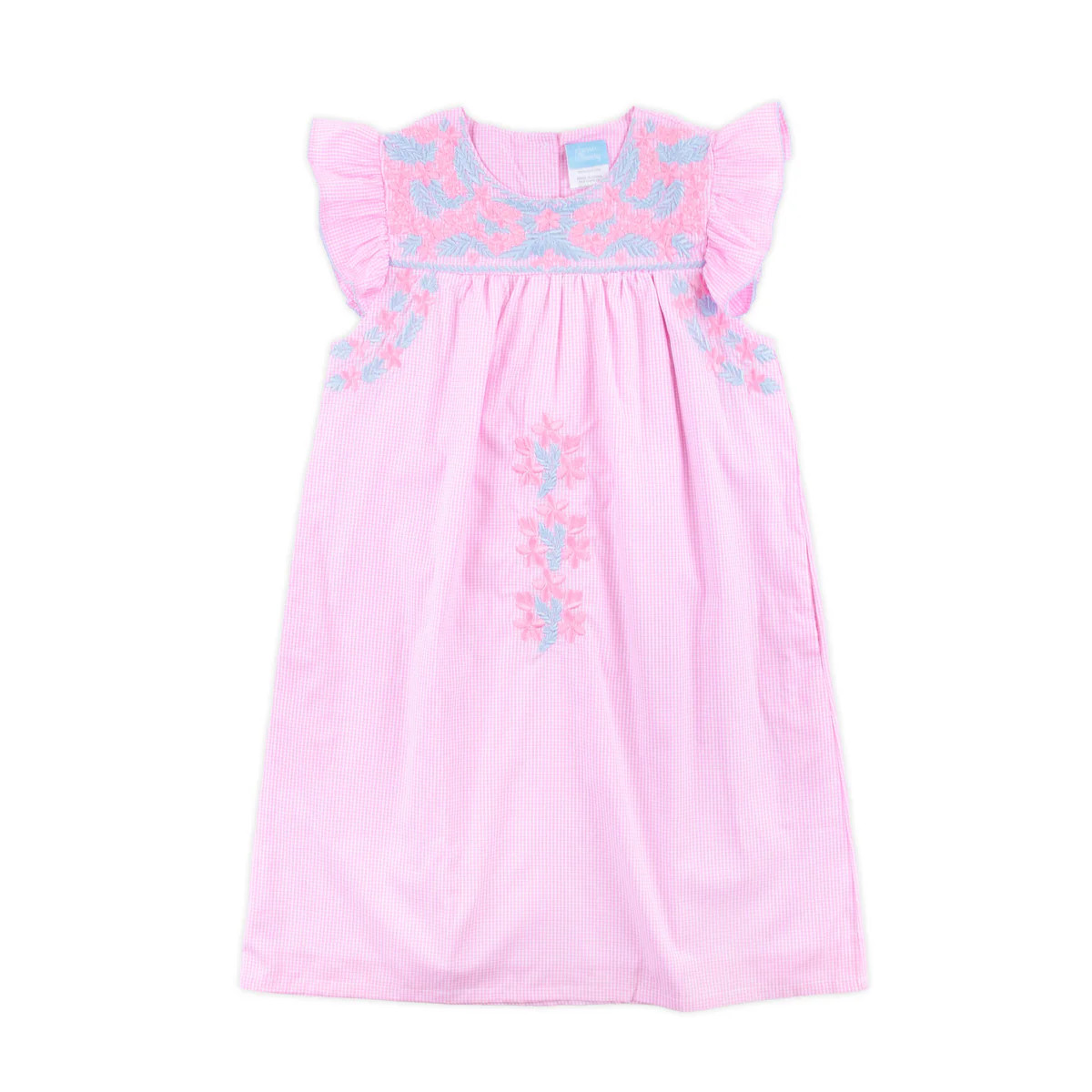 Pink Gingham Embroidered Women's Beach Dress | Classic Whimsy