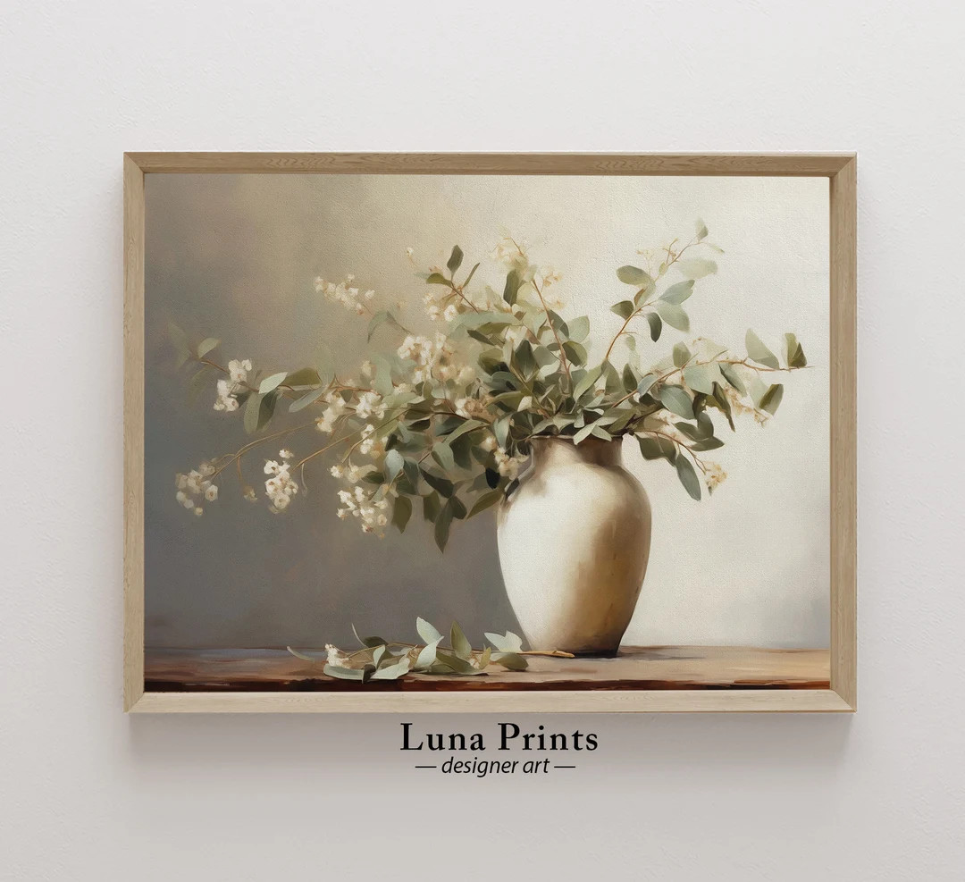 Spring Eucalyptus Stems Painting, PRINTABLE ART, Muted Toned Floral Art, Sage Green Botanical Wal... | Etsy (US)