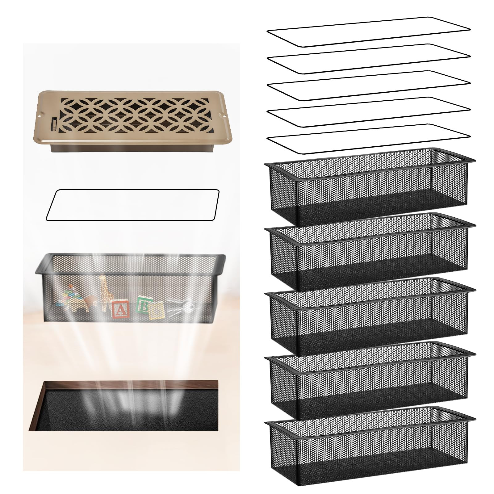 5Pack Floor Vent Screen Net 4''x10'', Floor Air Vent Cover Screen for Home Air Vent Filters, Floo... | Amazon (US)