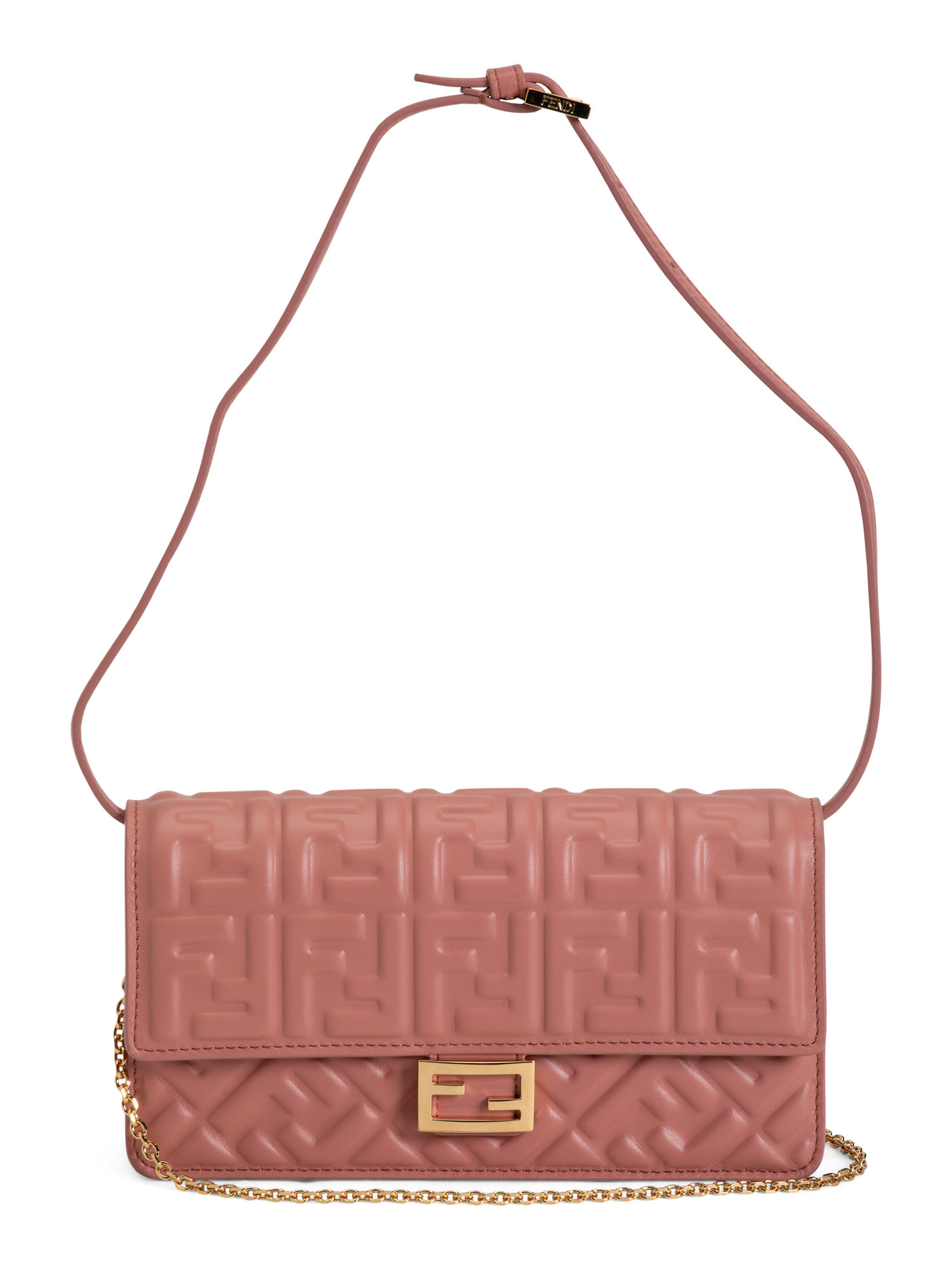 Made In Italy Leather Embossed Baguette Wallet On A Chain | TJ Maxx