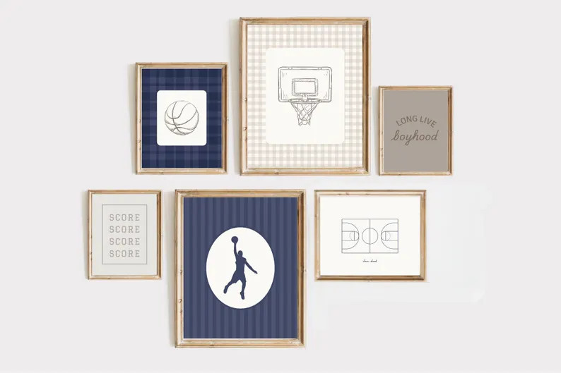 Vintage Basketball Nursery Art Prints: Baby Boy Room Decor (Digital Download Set of 6) | Etsy (Global)