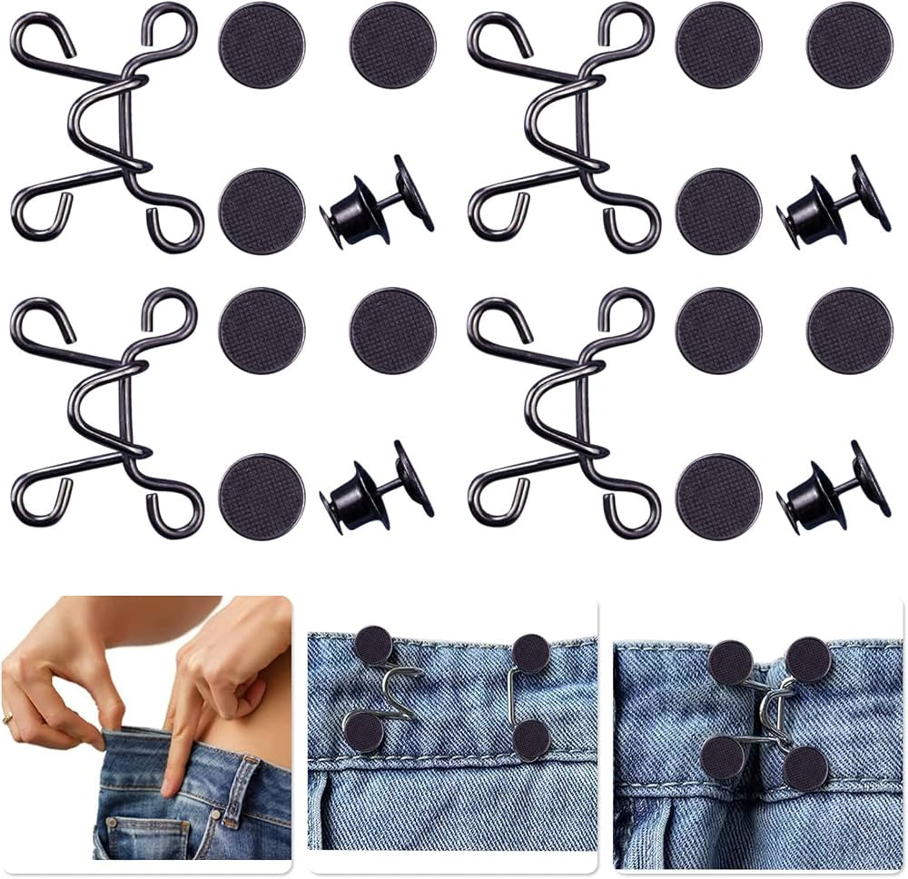 4 Set Pant Waist Tightener, Adjustable Waist Buckle Set, Extra Button for Jeans to Make Tighter, ... | Amazon (US)