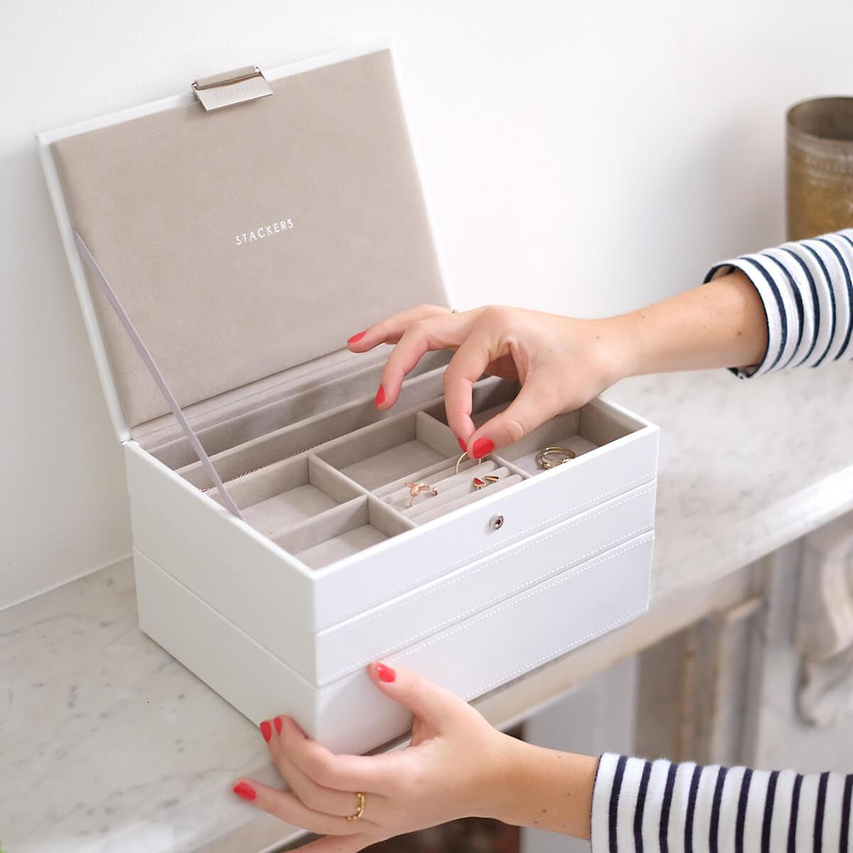 Stackers White Classic Jewelry Box Collection | The Container Store