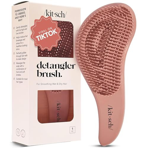 Kitsch Detangler Brush – Gentle Curly Hair Brush with Flexible Bristles for All Hair Types - Wet or Dry | Detangling Hair Brushes for Women & Men, Adults & Kids - Terracotta | Amazon (CA)