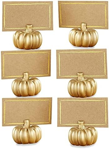 Kate Aspen Fall Decor Mini Gold Pumpkin Place Card Holder (Set of 6), Perfect for Thanksgiving Ta... | Amazon (US)