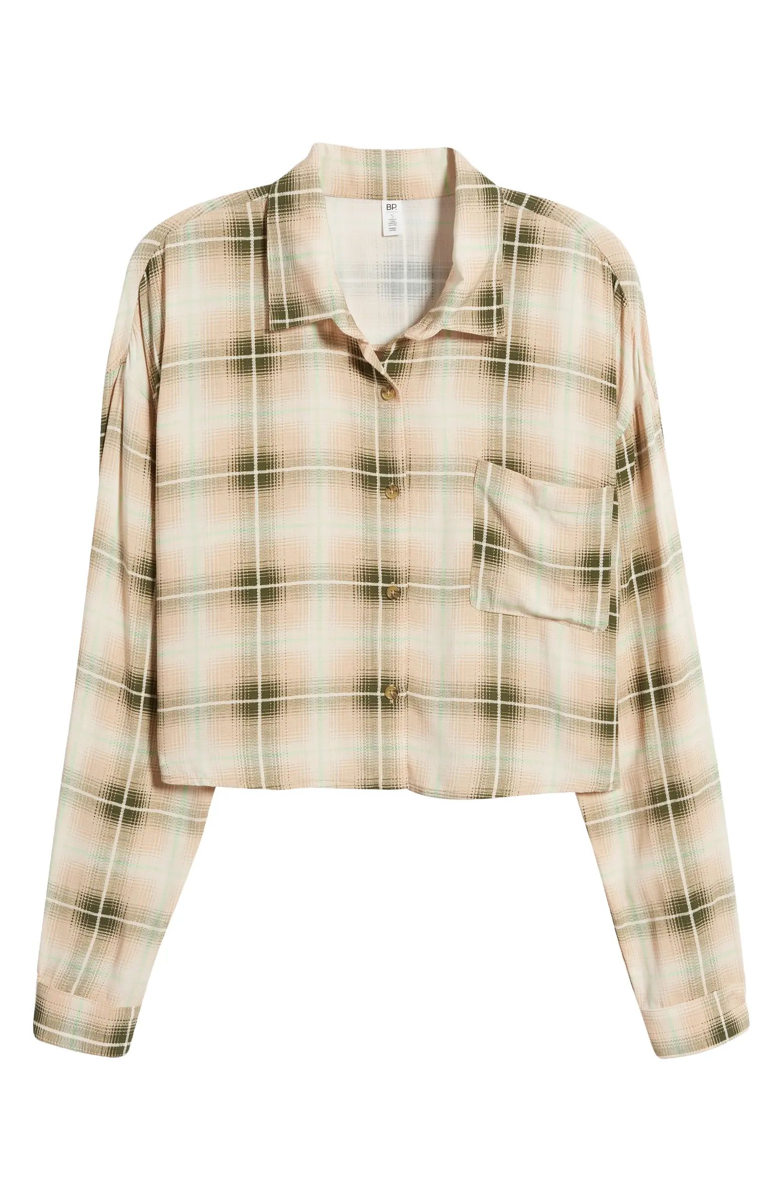 Plaid Crop Button-Up Shirt | Nordstrom