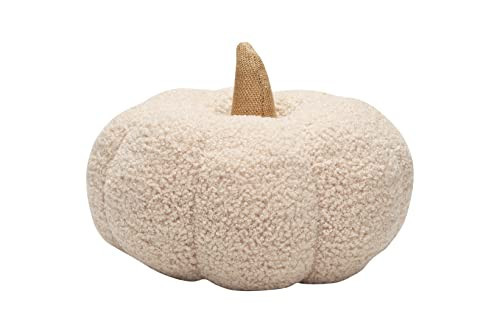 Pearhead Sherpa Pumpkin, Plush Stuffed Halloween Home Decorations, Modern Fall Home Decor, 6.5" x 9", Cream | Amazon (US)