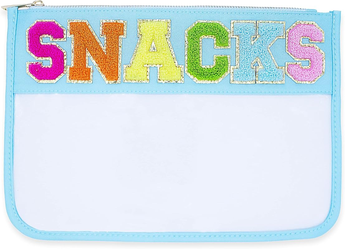 Fablinks Clear Chenille Varsity Letter Zipper Pouch, Travel Snacks Bag, Aesthetic Storage Organiz... | Amazon (US)
