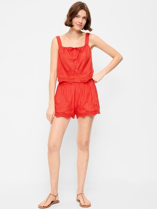 High-Waisted Lace-Trim Shorts | Old Navy (US)