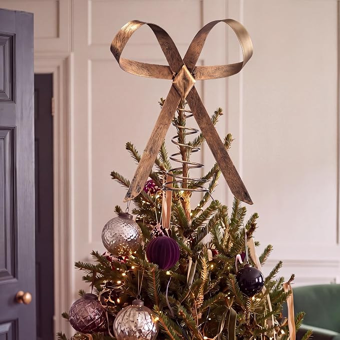 9.84 Inch Brass Bow Christmas Tree Topper, Metal Christmas Decor | Amazon (US)