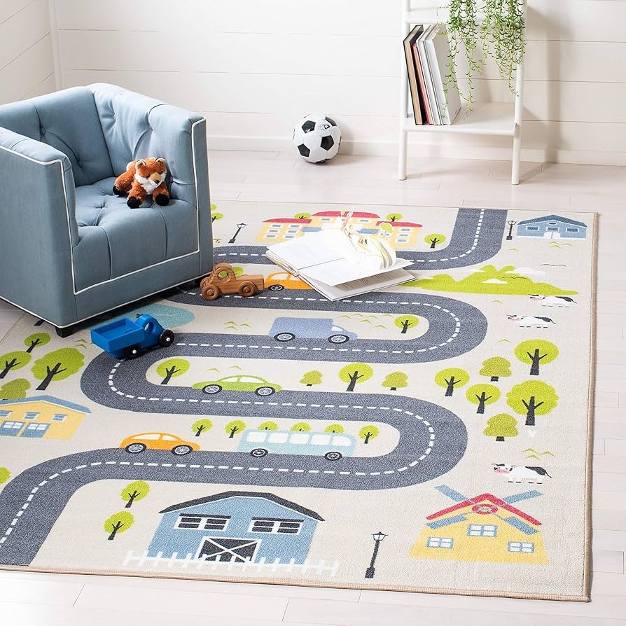SAFAVIEH Kids Playhouse Collection Area Rug - 7'9" x 10', Beige & Green, Non-Shedding Machine Was... | Amazon (US)