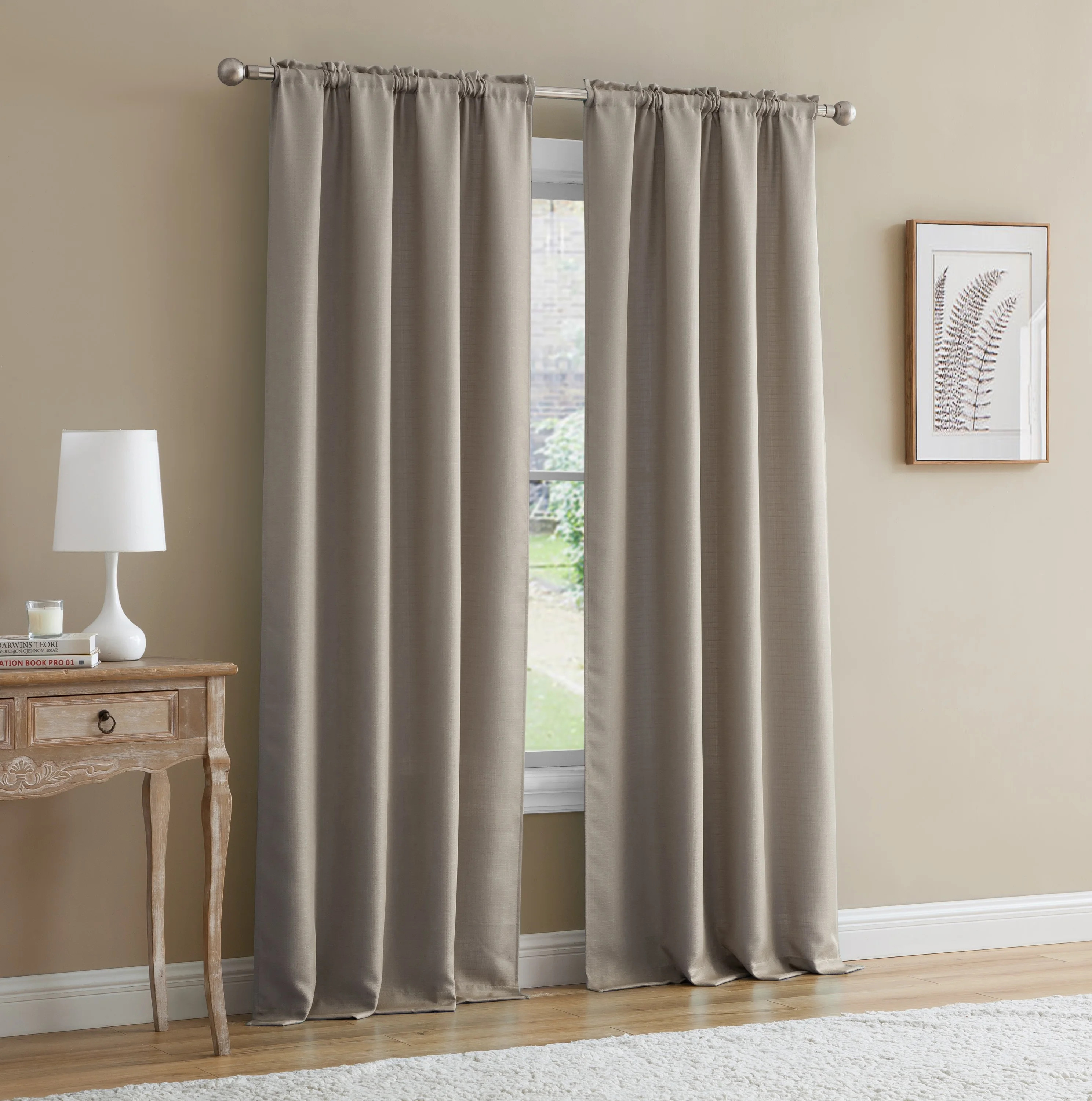 Mainstays Bennett Textured Curtain, Brown 84 inch, Set of (2) | Walmart (US)