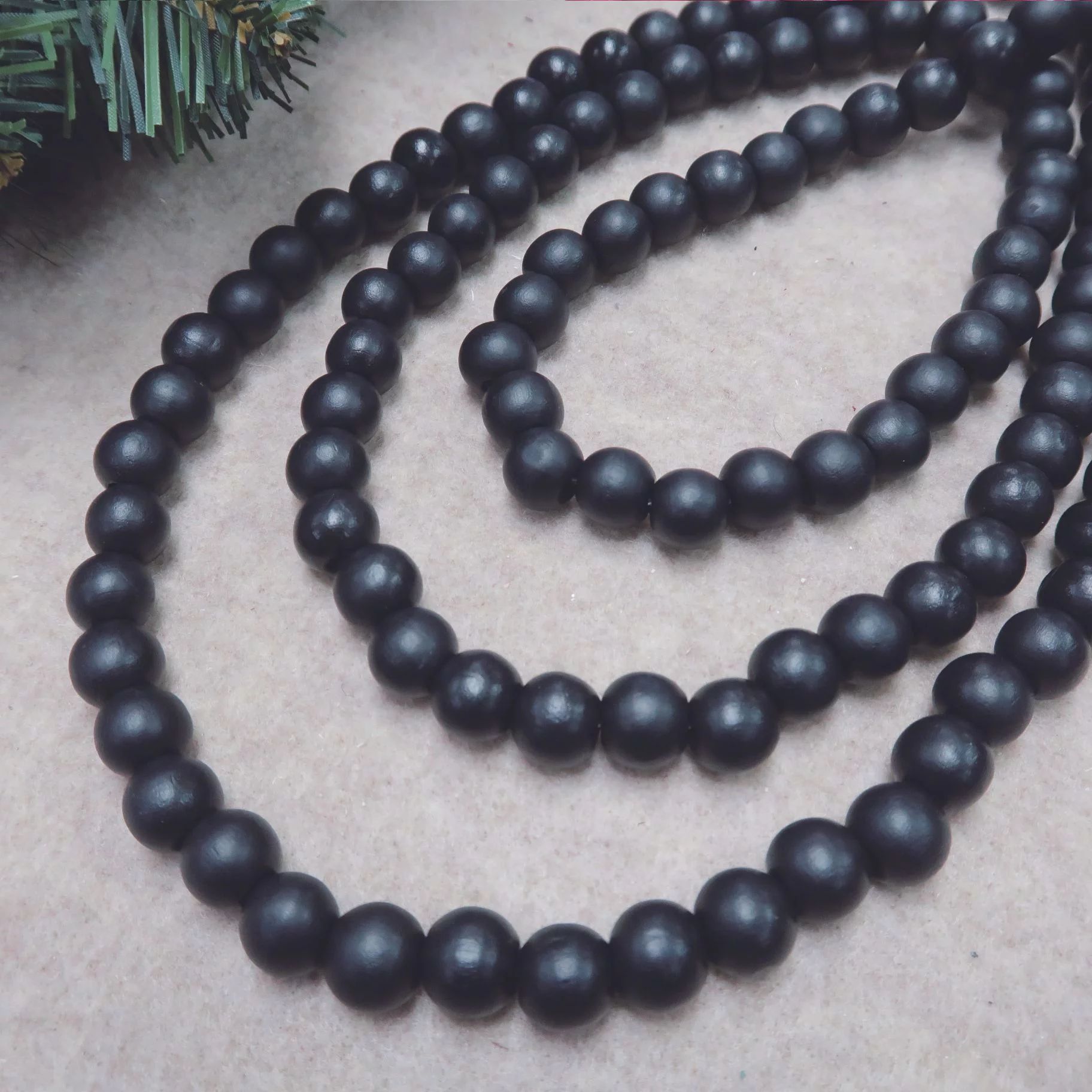 Holiday Time Set Of 2 12feet Black Wood Beads Garland | Walmart (US)