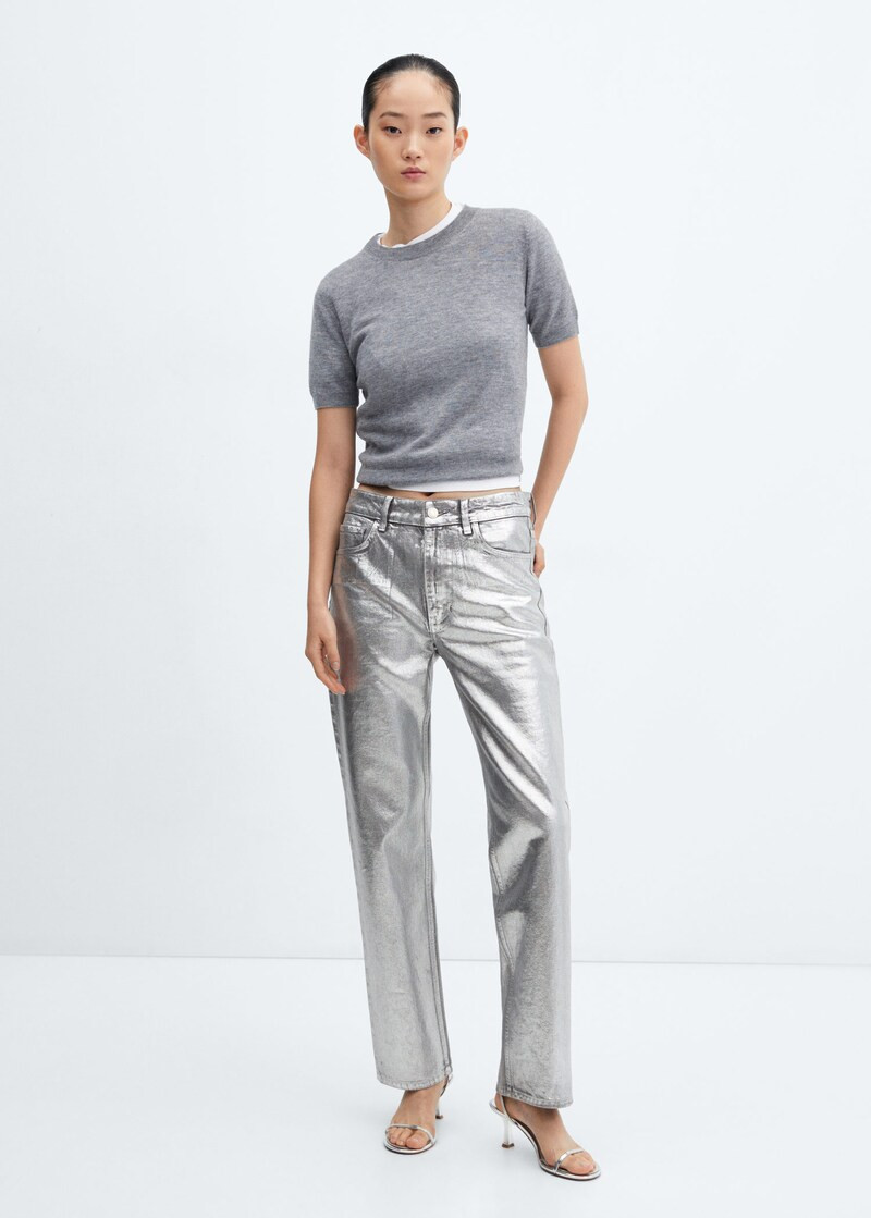Straight foil jeans -  Women | Mango USA | MANGO (US)
