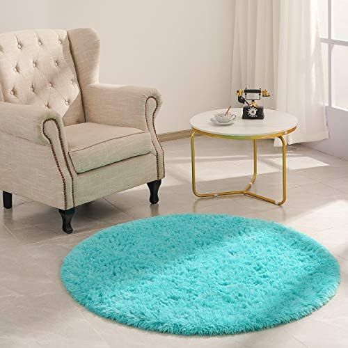 Goideal Round Fluffy Area Rug for Bedroom, Teal Blue Shaggy Rug for Boys Girls, Fuzzy Cute Prince... | Amazon (US)