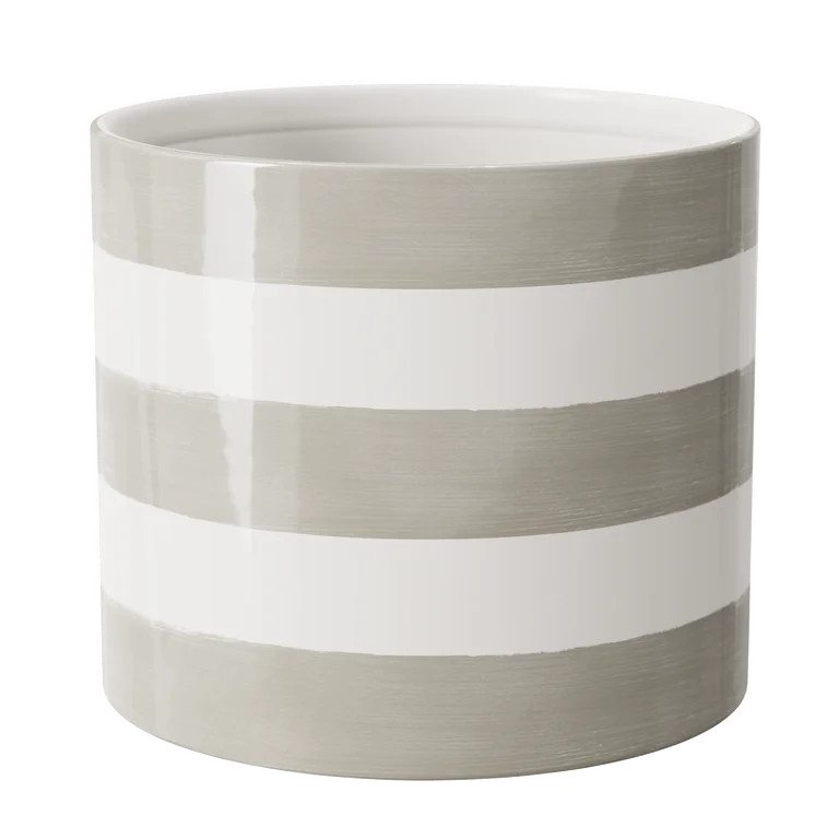 Mainstays Andrew 7.8" x 7.8" x 6.9" Round Birch Gray and Vanilla Dream Ceramic Planter | Walmart (US)
