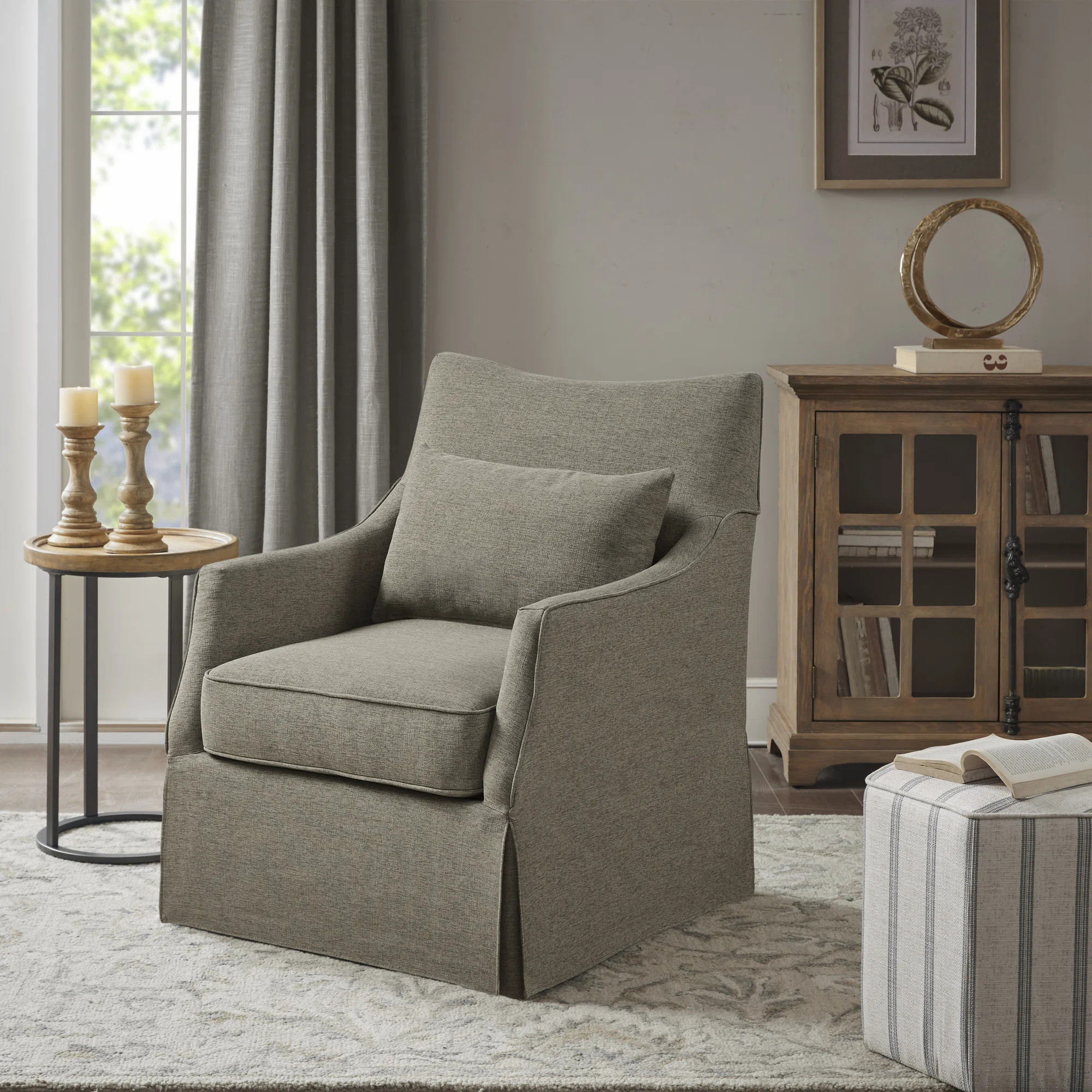 Martha Stewart London 360°Swivel Armchair with Lumbar Pillow | Wayfair North America