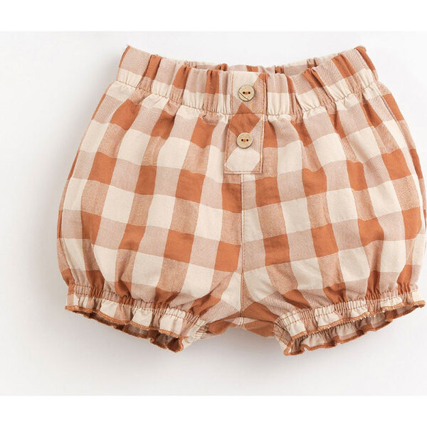 Woven Cinched Waist Checked Shorts, Red And Pink | Maisonette