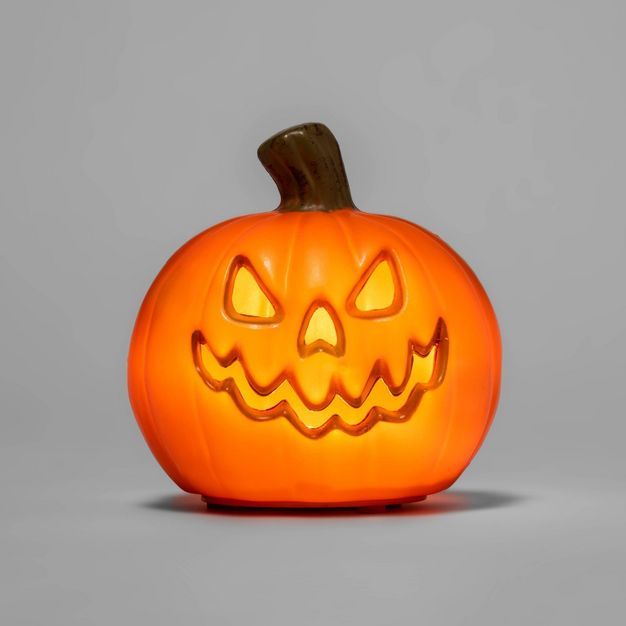 5" Light Up Pumpkin with Scary Happy Face Orange Halloween Decorative Prop - Hyde & EEK! Boutique... | Target