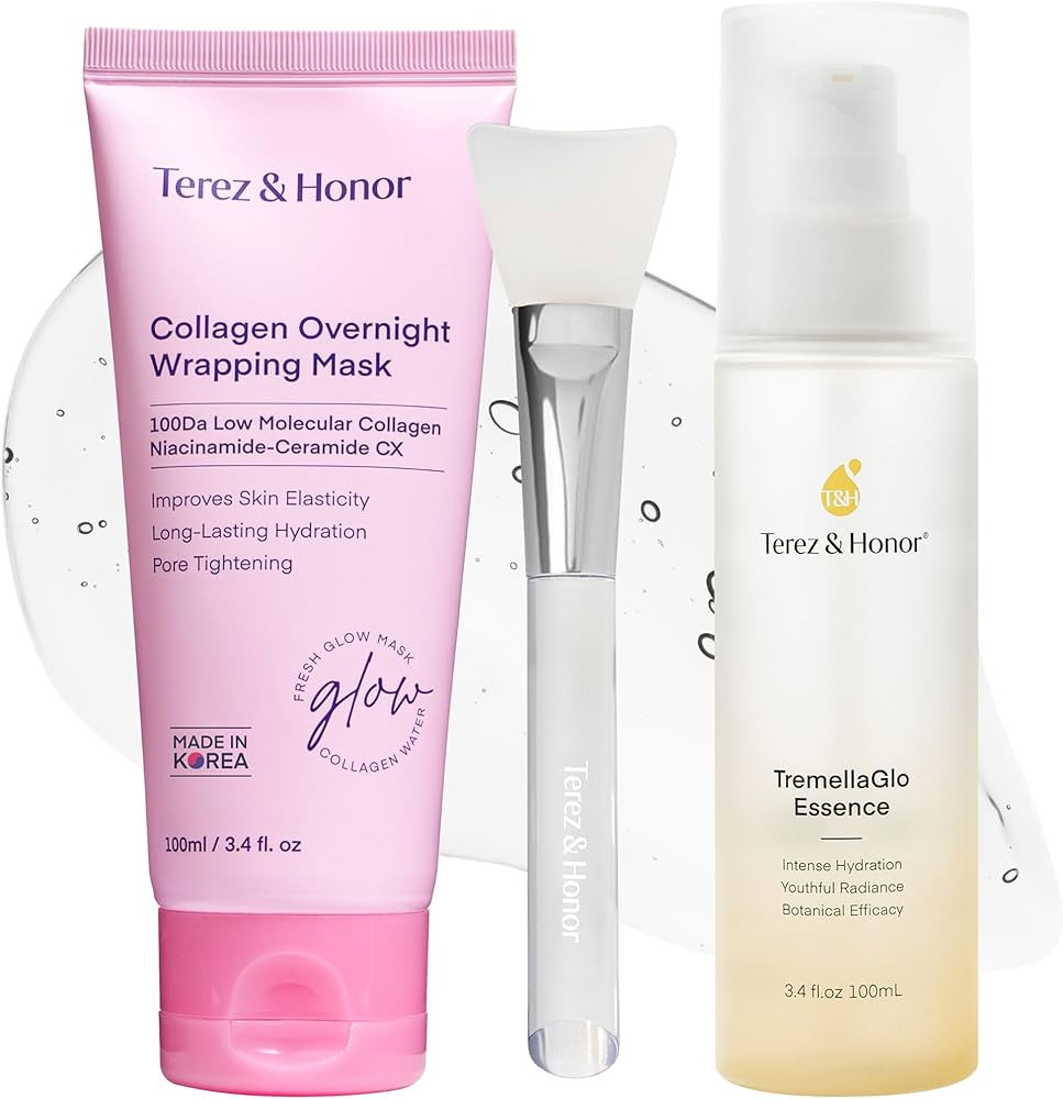 TEREZ & HONOR Collagen Night Wrapping Peel Off Mask & TremellaGlo Essence Face Serum Day & Night ... | Amazon (US)