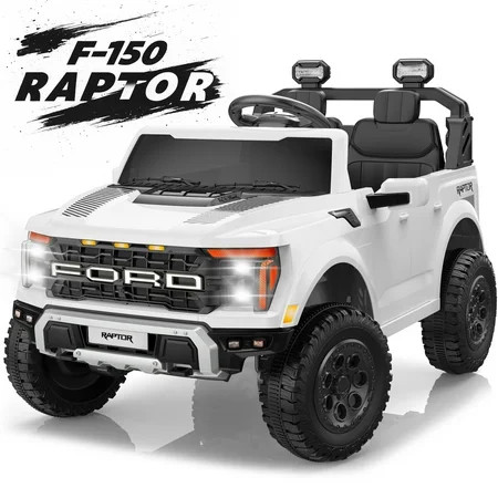 24V Ride on Cars 2 Seater for Kids, Ford F150 Raptor Battery Powered Ride on Toys Truck with Remote Control, 4 Wheels Spring Suspension, Electric Car for Kids Toddler 3-8 w/Bluetooth & Lights, White | Walmart (US)