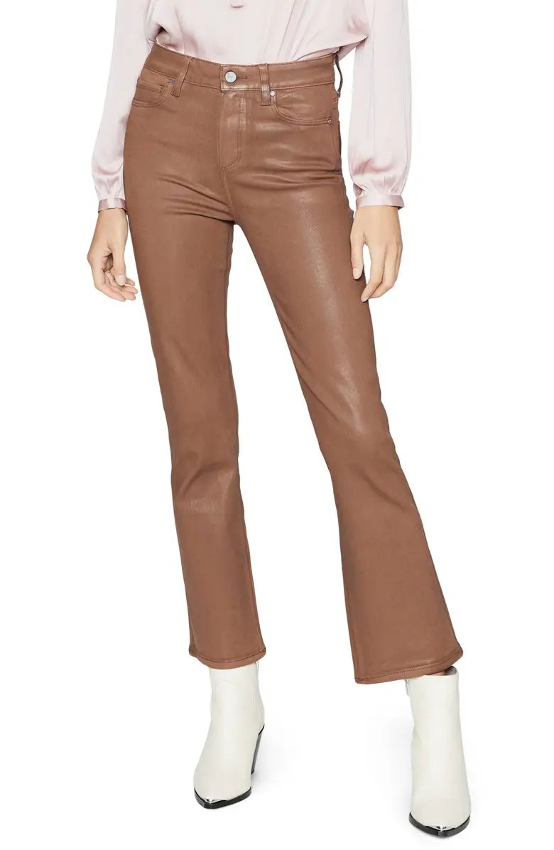 PAIGE Claudine Coated High Waist Ankle Flare Jeans | Nordstrom | Nordstrom
