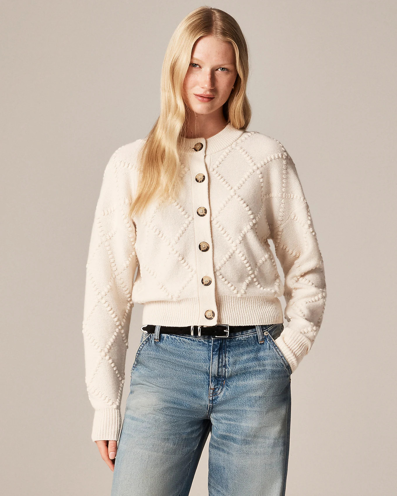 Popcorn-stitch cardigan in vintage wool | J. Crew US