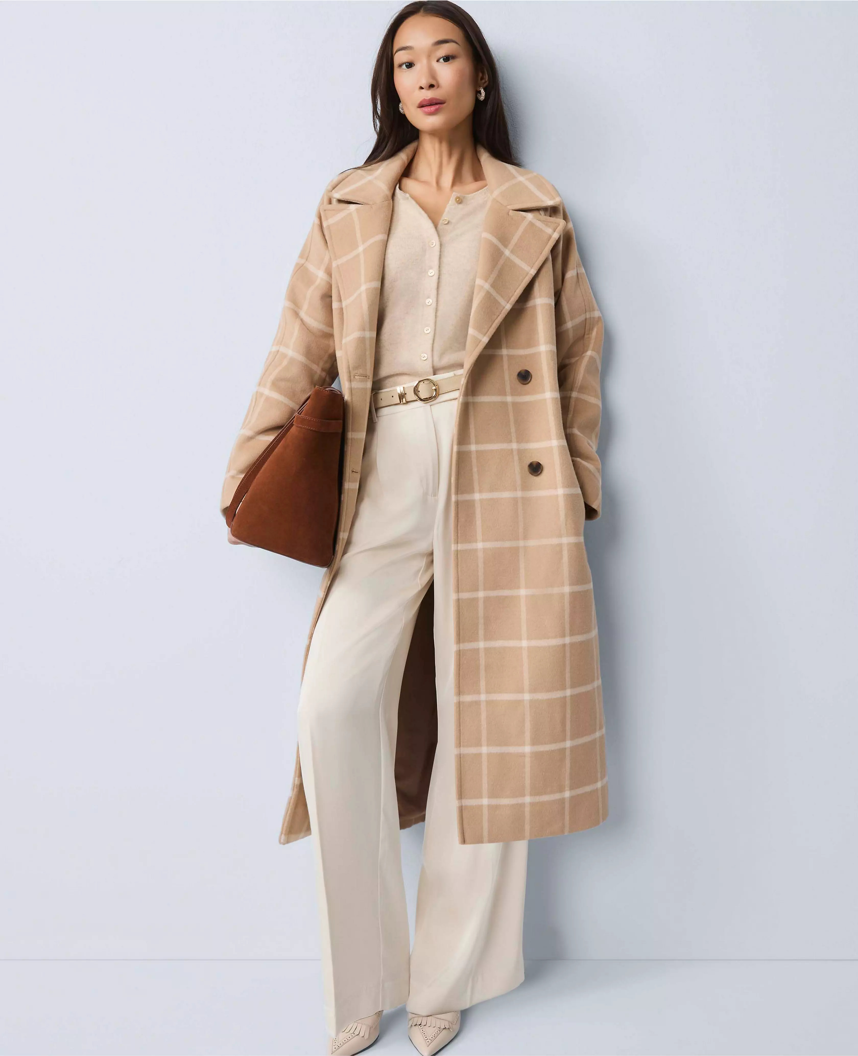 Windowpane Belted Coat | Ann Taylor