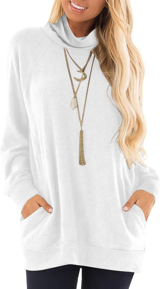 TAKEYAL Turtle Necks Tops for Women Long Sleeve Tunic Shirts Fall Winter Trendy Pullover Sweaters... | Amazon (US)
