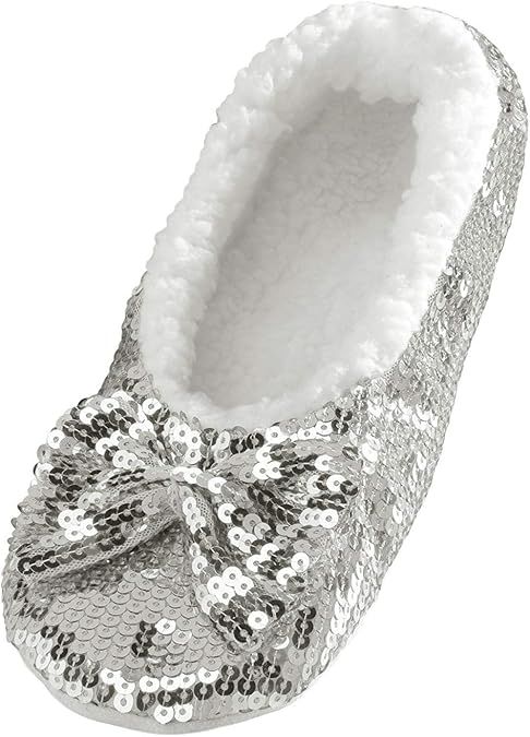 Snoozies Ballerina Bling Metallic Shine Women Slippers | Sequin House Slippers for Women | Slippe... | Amazon (US)