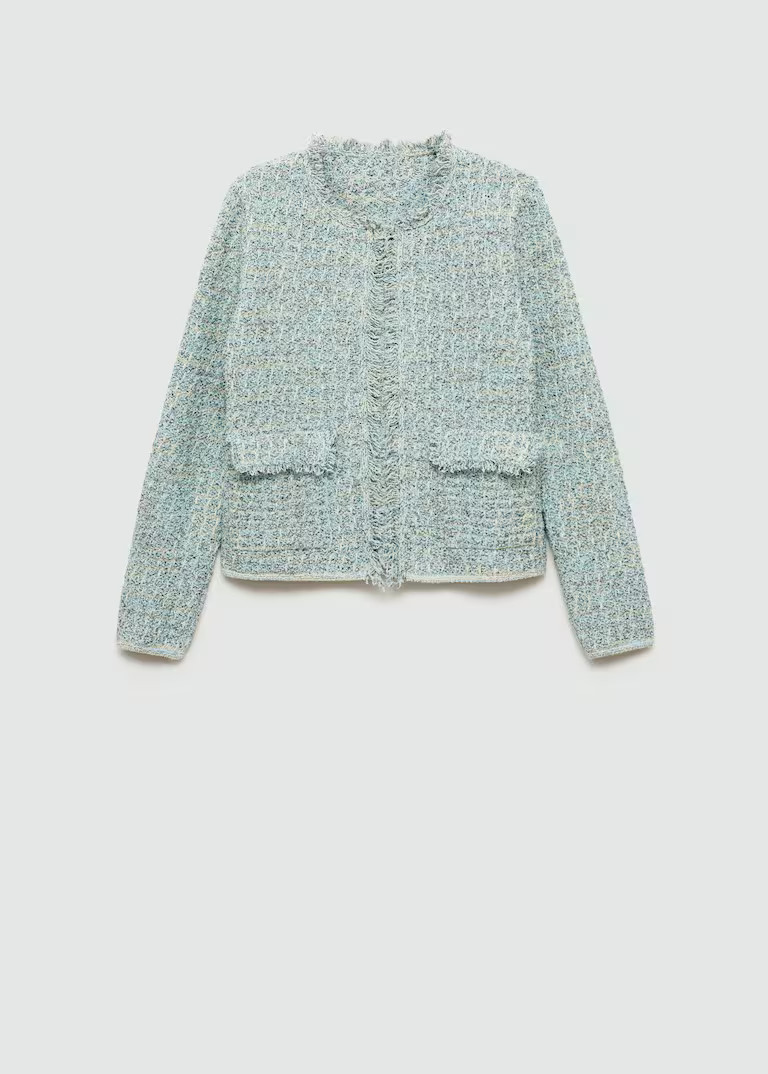 Tweed jacket with frayed ends - Woman | MANGO United Kingdom | MANGO (UK)