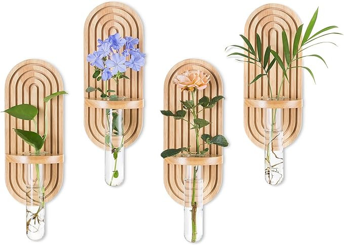 Glasseam Propagtion Stations for Wall Decor: 4pcs Boho Hanging Glass Propagation Vases for Plants... | Amazon (US)