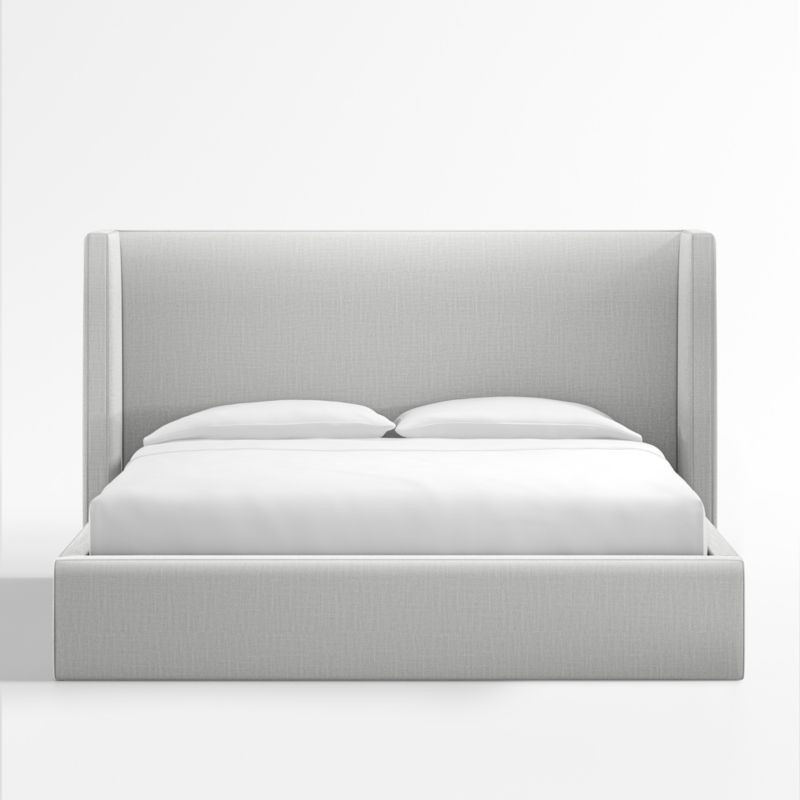 Arden Linen Oyster Grey Upholstered King Bed with 52" Headboard + Reviews | Crate & Barrel | Crate & Barrel