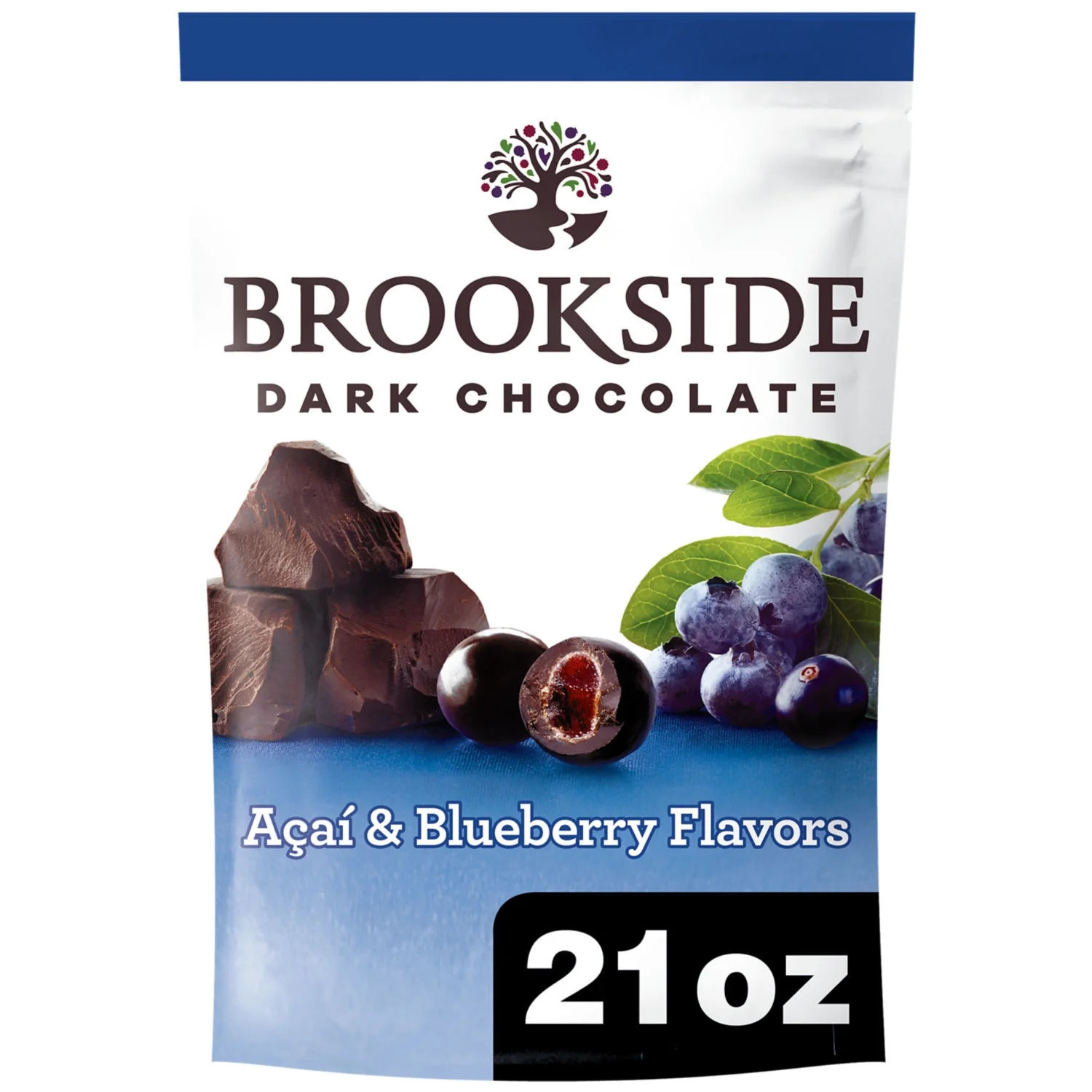 Brookside Dark Chocolate, Acai and Blueberry Flavored Snacking Chocolate, Bag 21 oz | Walmart (US)