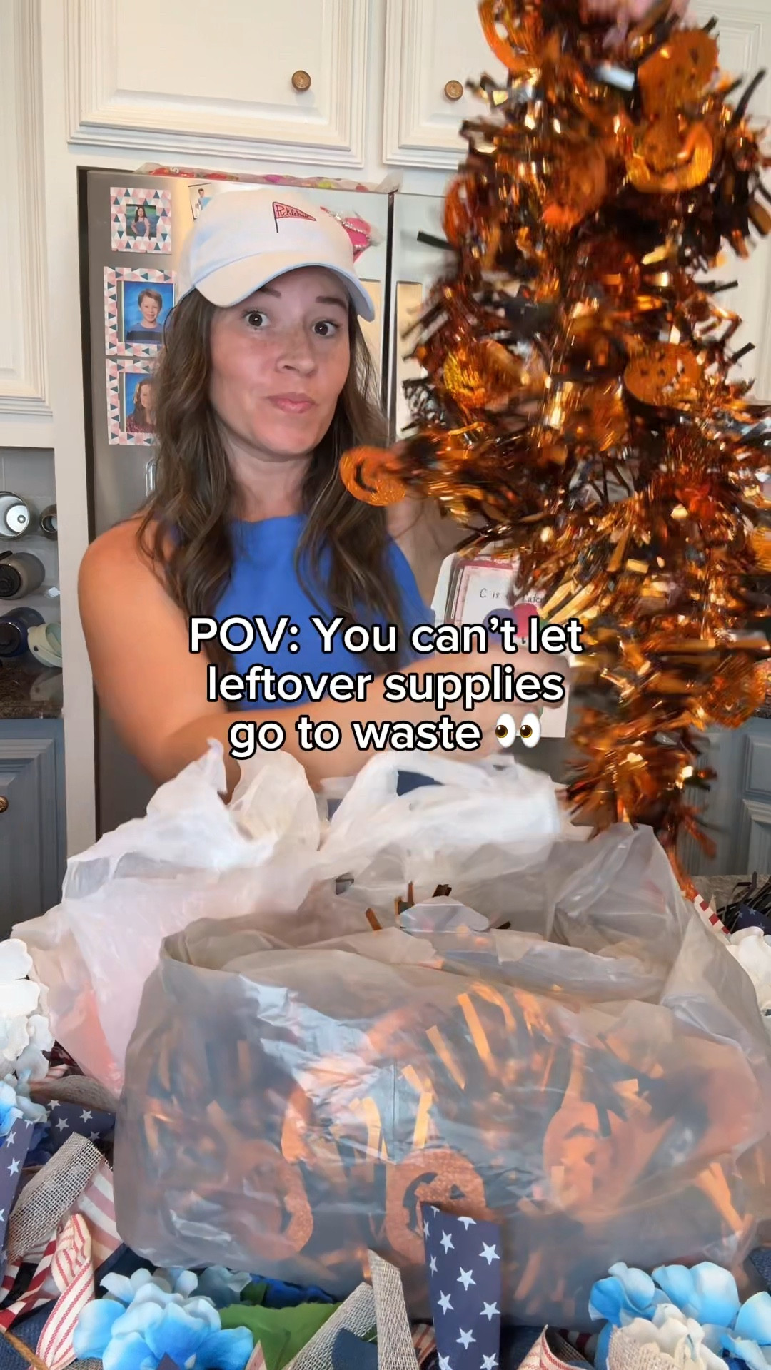 POV: you can’t let leftover supplies go to waste 👀

After finishing my pumpkin arch garland, I had a few mini pumpkin pails and tinsel garland left over, so obviously I had to make a matching wreath for the front door!

Here’s how I did it:
🧡 I used a large wreath form (mine was from an old 4th of July wreath I took apart).
🧡 Wrapped 3 strands of 9ft tinsel garland from Dollar Tree around the frame until it was full and fluffy.
🧡 Poked small holes in the backs of the mini pumpkin buckets with scissors, threaded zip ties through, and attached them evenly around the wreath.
🧡 The pumpkins were already cut with a hot knife from my garland project, but you could easily do this step too!
🧡 Added LED tealights inside each pumpkin for a spooky glow at night.

It’s the perfect budget-friendly way to use up extra supplies and tie your Halloween decor together! 🕸️

✨ Comment WREATH and I’ll send the links to shop the supplies!

👻 Follow @makingfrugalfun for more frugal DIYs, decor, and holiday fun!

#DIYPumpkinWreath #HalloweenWreath #PumpkinArch #HalloweenDIY #FrugalHalloween #DollarTreeDIY #WalmartFinds #HalloweenFrontPorch #SpookySeasonDecor #BudgetFriendlyDecor #HalloweenOnABudget #DollarTreeFinds #DIYHomeDecor #PumpkinGarland #FrontDoorDecor #HalloweenCrafts #FallFrontPorch #MakingFrugalFun #HalloweenDecorIdeas 

#LTKHalloween #LTKHome #LTKParties
