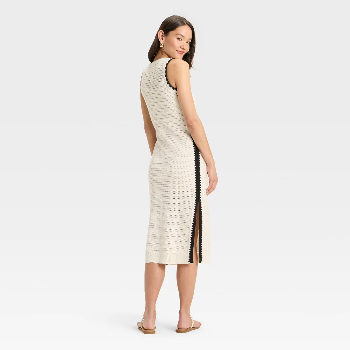 Women's Openwork Midi Sweater Dress - Universal Thread™ Cream | Target