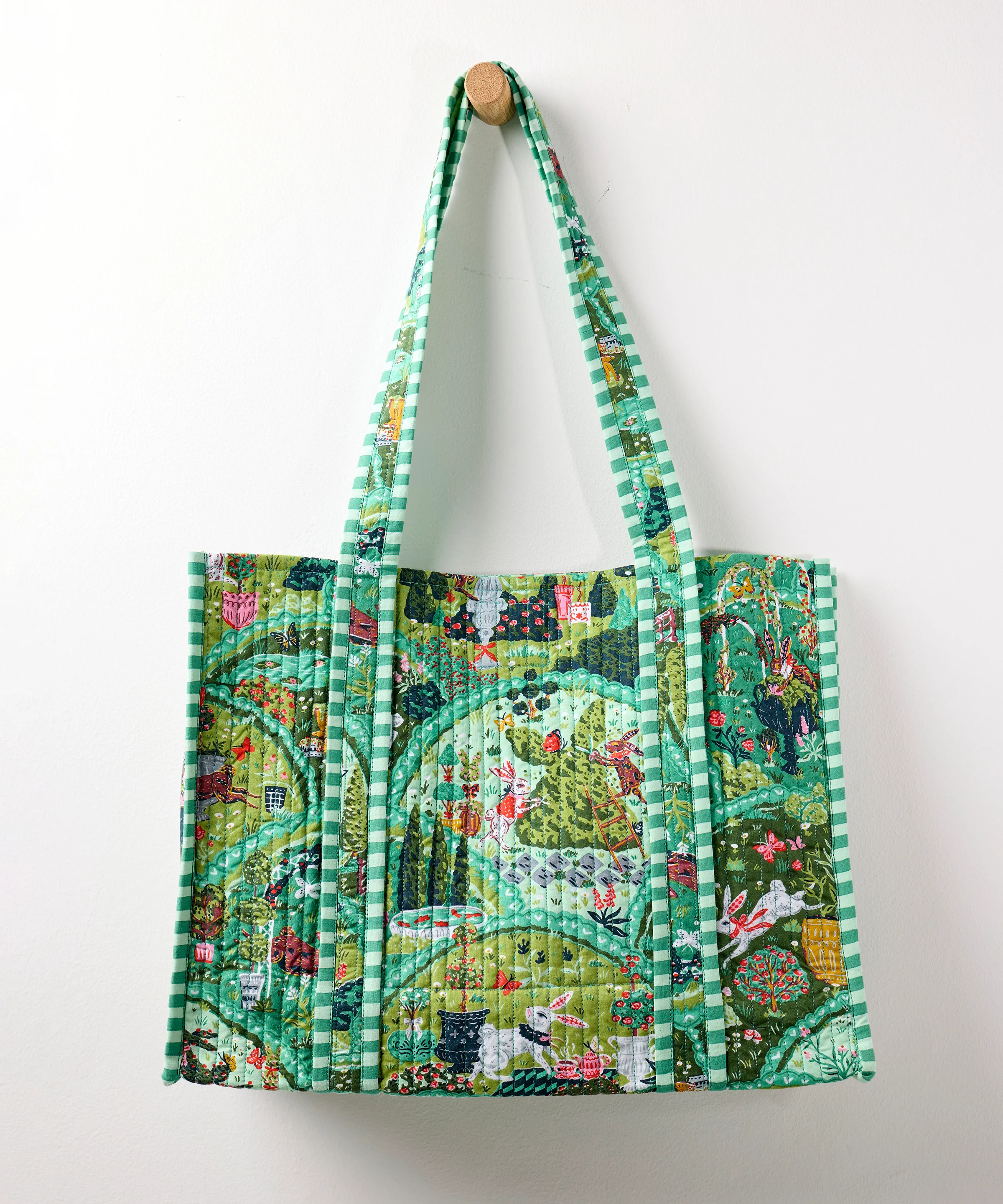 Rabbit Wonderland - Petite Traveler Tote - Sage | Printfresh